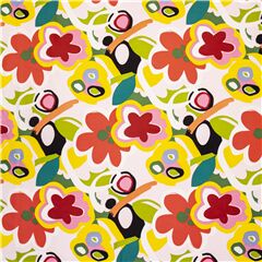 Tessuto US grandi fiori verde giallo rosso bianco Tessuto di Alexander Henry