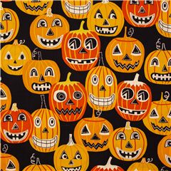 tessuto zucche di Halloween arancioni in cotone nero Tessuto di Alexander Henry