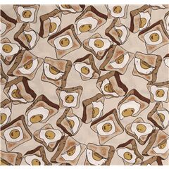 tessuto beige giapponese toast marroni colazione uova cotone lawn Tessuto di Japanese Indie