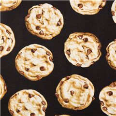 Tela negra de comida con galletas chocolate beis marr�n Tela de Timeless Treasures