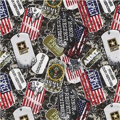 Tela militar placa identidad ej�rcito verde negra bandera EE. UU. texto Tela de Sykel Enterprises