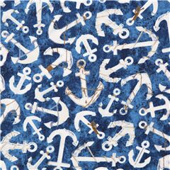 tessuto blu cotone ancore bianche Ritagli (Ritagli)