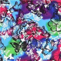 Tela de algod�n mariposas manchas azul violeta verde rosa Tela de Sykel Enterprises