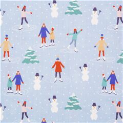 Tela de Navidad patinar sobre la nieve azul claro US Tela de Quilting Treasures