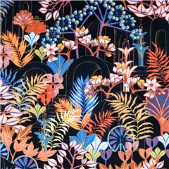 Floral Fantas�a Oscuro Y Colorido Tela de Stof France