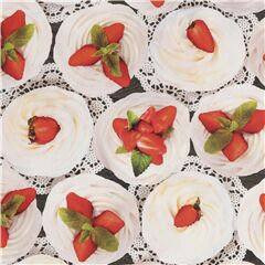 Tela oxford de algod�n con postres fresas nata montada Tela de Cosmo