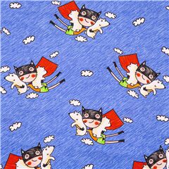 tessuto blu supereroi maschere nere animali domestici cotone Tessuto di Michael Miller