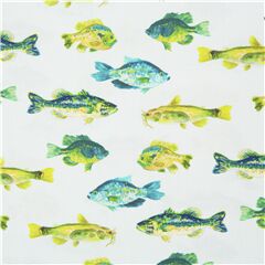 tela de algod�n con peces sobre fondo azul claro Tela de Dear Stella