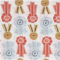 tessuto coccarde oro argento rosso corallo cotone Tessuto di Dear Stella