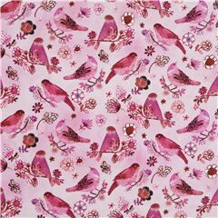tessuto rosa cotone uccelli rami fioriti Tessuto di Dear Stella