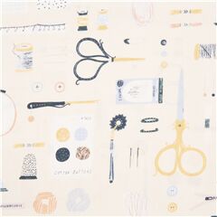 tessuto retr� accessori cucito forbici colorati illustrati cotone Tessuto di Dear Stella