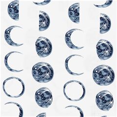 tessuto bianco fasi lunari lune blu cotone Tessuto di Dear Stella