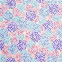 Tela dobby dise�o floral denso de crisantemos rosa p�rpura y azul Jap�n Tela de Japanese Indie