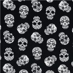 Calaveras De Az�car Blancas Y Negras De Halloween Tela de Stof France