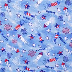 Ciudad Natal Am�rica Estrellas De Fuegos Artificiales Tela de Michael Miller