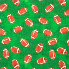 Tela verde mini balones de f�tbol americano cuero EE. UU. Tela de Timeless Treasures