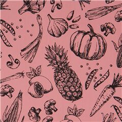 tessuto rosa-malva giapponese frutta verdura Tessuto di Japanese Indie