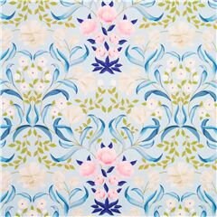 Tela azul claro US dise�o floral ornamental en rosa blanco Tela de Quilting Treasures