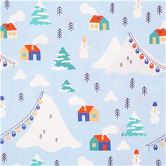 Tela Navidad azul claro esqu� en la monta�a de algod�n Tela de Quilting Treasures