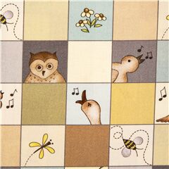 tessuto USA cotone quadri color neutro animali insetti Tessuto di Michael Miller