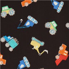 tela construcci�n algod�n negro excavadora amarillo naranja Tela de Michael Miller