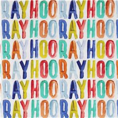 tessuto scritta hooray colorata cotone Tessuto di Michael Miller