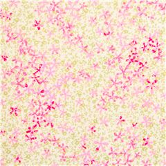 tessuto bianco panna fiori rosa cotone Make a Wish Tessuto di Michael Miller