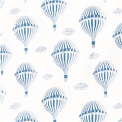 tessuto bianco la Parisienne mongolfiere blu cotone Tessuto di Michael Miller