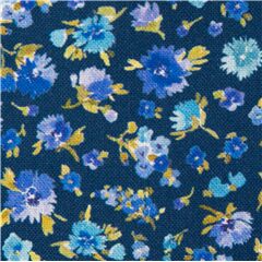 tessuto blu scuro cotone foglie gialle fiori Tessuto di Michael Miller
