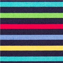 Blu Navy Con Righe Arcobaleno Colorate Tessuto di Michael Miller