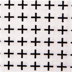 tessuto bianco cotone crocette nere Tessuto di Michael Miller