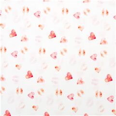 tessuto bianco cuoricini rossi rosa baci amore Tessuto di Dear Stella