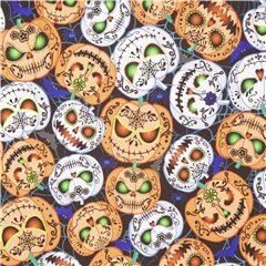 Tela minky negro violeta calabazas pintadas telara�a Tela de Timeless Treasures