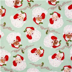 Tessuto verde menta natalizio USA Babbo Natale Tessuto di Alexander Henry