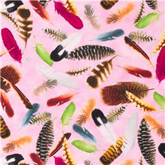 Tela rosa de plumas multicolores USA Tela de Quilting Treasures