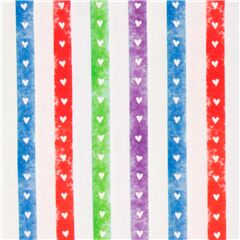 Tela multicolor de rayas coraz�n blanco Tela de Quilting Treasures