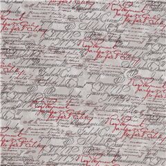 tela escritura retro color natural rojo gris Tela de Timeless Treasures