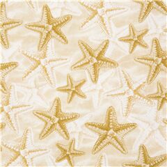 Tela de naturaleza con estrellas de mar desordenadas en arena algod�n EE. UU. Tela de Timeless Treasures