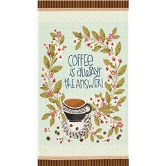 Il Caff� � Sempre La Risposta Pannello Floreale Tessuto di Michael Miller