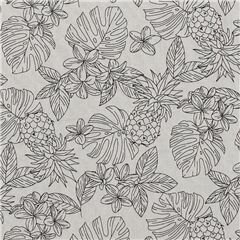 Tela fruta flor hoja tropical pi�a gris claro Tela de Trans-Pacific Textiles