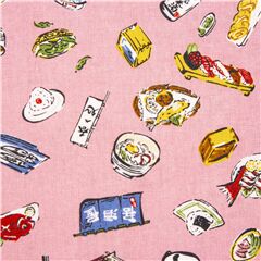 tessuto rosa giapponese ristorante cibo pesce onigiri sak� uni wasabi Tessuto di Japanese Indie