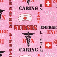tessuto rosa infermiere simboli caducei parole apprezzamento scritte rosse Ritagli (Ritagli)