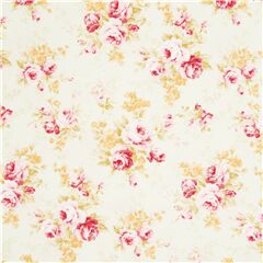 Tela oxford verde p�lido lluvia de ramos de rosas y flores amarillas de Jap�n Tela de Japanese Indie