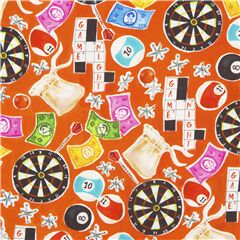 tessuto rosso cotone game night freccette cruciverba Tessuto di Dear Stella