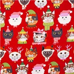 Natale Dei Gattini - Gatti Carini Con Cappelli Tessuto di Alexander Henry