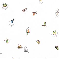 tessuto bianco cotone animali parrocchetti arcobaleno Ritagli (Ritagli)