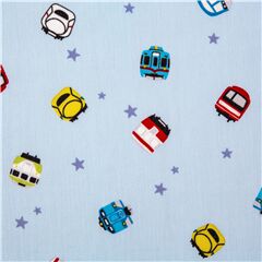 tessuto blu stelle treni colorati popeline dal Giappone Shinkansen ferrovia Tessuto di Japanese Indie