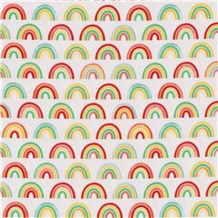 Tela de rayas algod�n blanco hileras mini arco�ris Tela de Robert Kaufman