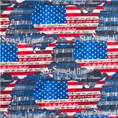 tela mapa bandera EE. UU. partitura himno m�sica Tela de Timeless Treasures
