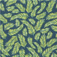 tela de naturaleza hoja verde en algod�n azul marino EE. UU. Tela de Timeless Treasures